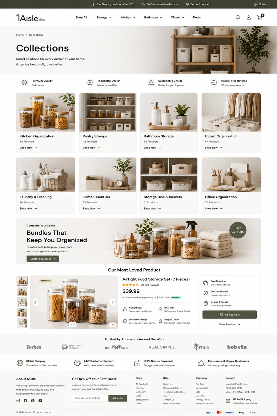 1Aisle is a premium home organization brand focused on calm living,
